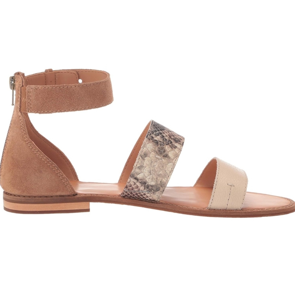 Frye and Co. Women's Evie 2 Band Sandal Flat - Snake Mulit Neutral - SZ 7.5 - Picture 4 of 15